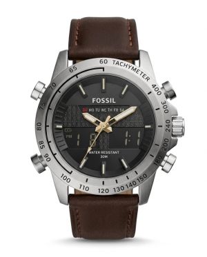Fossi_il Digital Dual Time Brown Black Dial