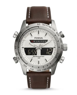 Fossi_il Digital Dial Time Brown White Dial