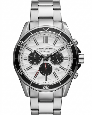 Armaani Exchange 100 Meters Silver White Dial