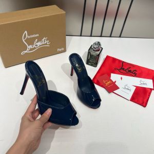 Christiann Louboutiin Me Dolly Mules Patent Leather Blue With OG Box & Dust Cover W54 Blue