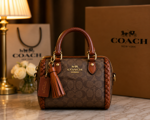 Coacchh Rowan Mini Braided Crossbody Bag With Original Magnet Box & Carry bag 6554