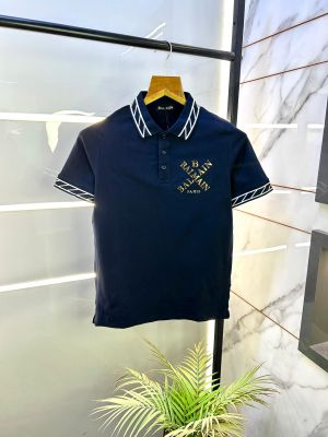 Balmai  Paris Logo Imported Navy Collar Neck Premium T-shirt F2831-NY