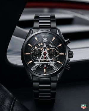 Tag Heuee_r Carrera Paris EiffelTower Full Black