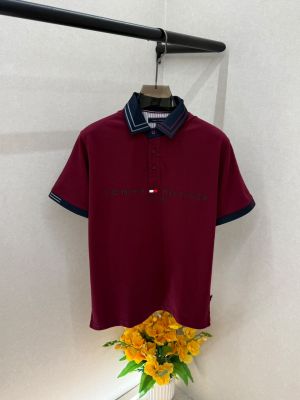 Tomm Hilfiger Premium Maroon Collar Neck Polo T-shirt With Brand Box Packing F3838-MA
