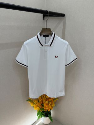 Fred Perry White Polo Premium Collar Neck T-shirt F5034-WH