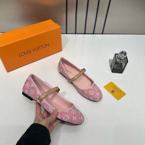 Louiis Vuitton Romy Ballerina Pink Monogram Denim Ballet Cross-Strap With OG Box & Carry Bag 166-46 Pink