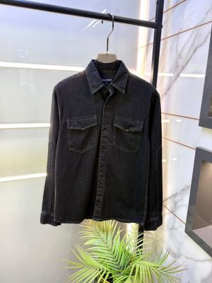 Balmai  Paris Black Embroidery Back Print Super Premium Denim Shirt F3819-B1