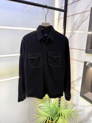 Balmai  Paris Black Embroidery Back Print Super Premium Denim Shirt F3819-B2