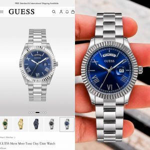 Gues s Day Date Men Silver Blue