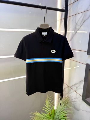 Lacost Black Polo Premium Collar Neck T-shirt F5024-BL