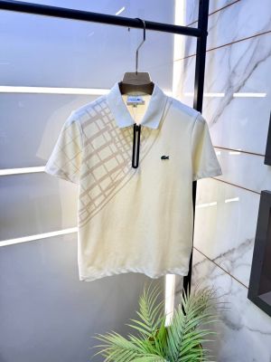 Lacost Of-white Polo Premium Collar Neck T-shirt F5024-OF