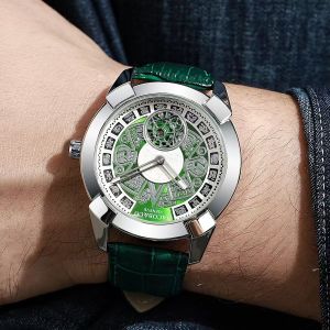 Jacob & Co Convierte a la Piedra del Sol Silver Green Leather Belt