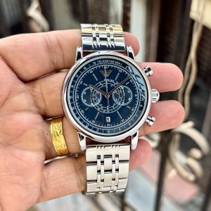 Emporio Armaani Hampton Chronograph Silver Chain Blue Dial