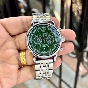Emporio Armaani Hampton Chronograph Silver Chain Green Dial