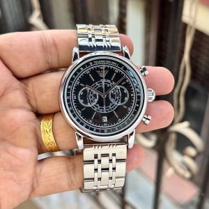Emporio Armaani Hampton Chronograph Silver Chain Black Dial