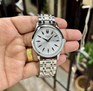 Tissoot 1853 Day-Date Lemon Silver Chain White Dial