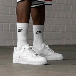 Nikee Airforce 1 White Pure Leather Heavy Quality (With Dust Bag Bill Carry Bag 1 Complementary Bottle Lace) 1068