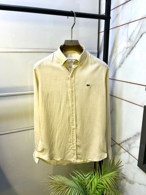 Lacost  Linen Beige Embroidery Logo Super Premium Shirt F3952-BE