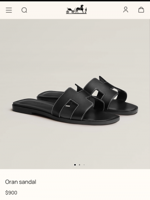 Hermees Paris Oran Black Flats For Her With OG Box & Carry Bag Slide Black
