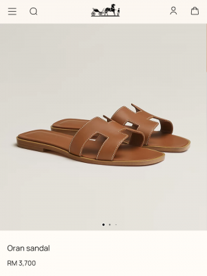 Hermees Paris Oran Brown Flats For Her With OG Box & Carry Bag Slide Brown