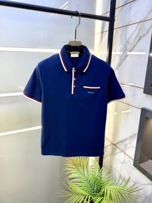 Gant Blue Polo Neck Premium Collar T-shirt F3827-BU