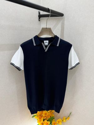 Zar  Navy knitted Polo Super Premium Collar Neck T-shirt F3696-NY