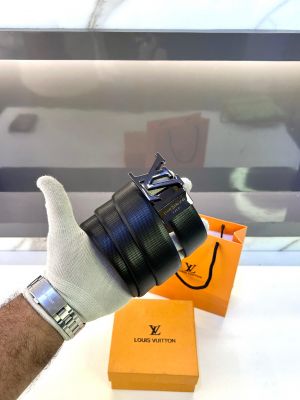 Lv_Loui_Glossy Black Reversible Belt Fa 202