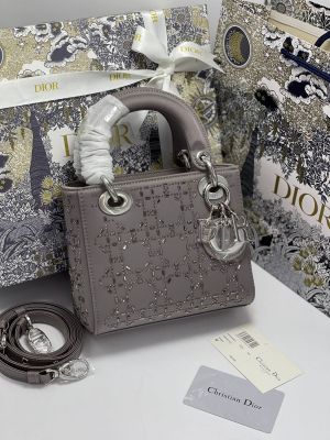 Dioor Lady 8818 Starss Cannage Satin Medium Handbag With Original Box & DustCover