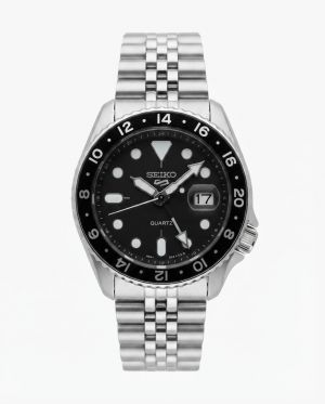 Seiko Gmt Master silver Black Dial