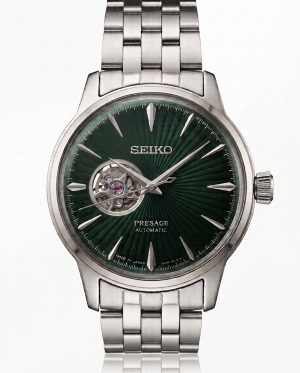 Seiko Presage silver green dail