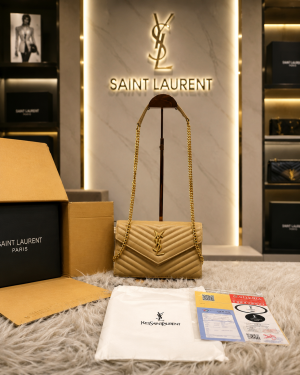 YSL SAINT LAURENT Grain De Poudre Matelasse Chevron Medium Monogram  with dubble box 6611