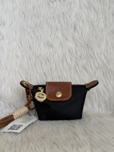 Longchammp Mini Black Bagcharm Keychain With ZipLock Pouch