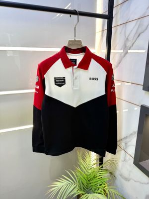 Boss x Porsche Edition Black Polo Neck Full Sleeves Premium Collar T-shirt F5094-BL