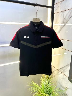 Boss Porsche Edition Black Collar Neck Premium Polo T-shirt F3922-BL