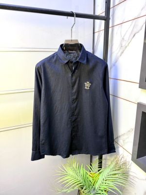 Massimo Dutti Navy Linen Back Printed Premium Shirt With Brand Box Packing F4030-NY