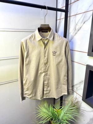Massimo Dutti Beige Linen Back Printed Premium Shirt With Brand Box Packing F4030-BE