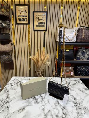 Charle & Keith Quilted Shoulder Bag With Box (Black)