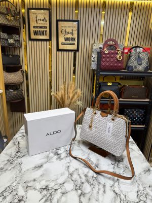 ALD Eile White Geometrical Monogram Handbag With Box (7703)