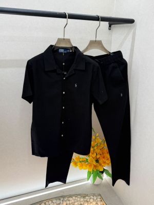 Ralp  Lauren Black Imported Linen Super Premium Cord Set F4022-BL