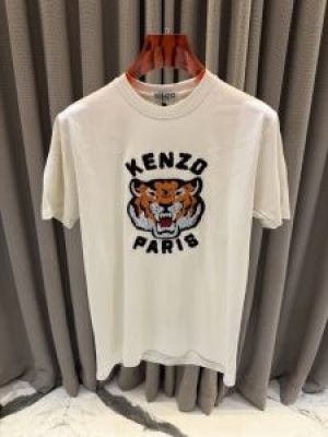 Kenzo Paris Creamish Premium Embossed Print Tshirt
