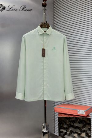 Lorro Piana Imported Korean Fabric Box Pack Full Sleeves Shirt pista Green