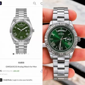 Gues s Day Date Men Silver Green