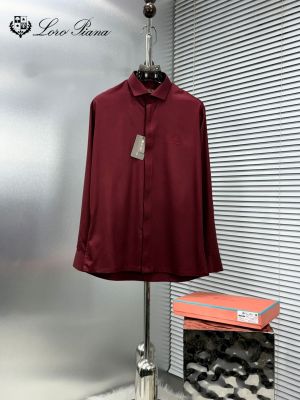 Lorro Piana Imported Korean Fabric Box Pack Full Sleeves Shirt Maroon