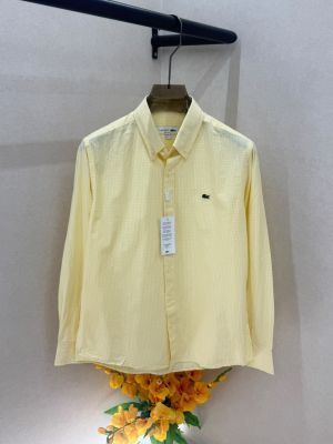 Lacost Yellow Micro Checks Embroidery Logo Premium Shirts F3634-YE