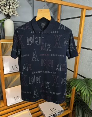 Ax Print Collor T shirt Navy K272-NY