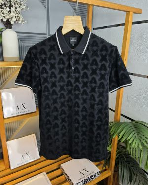 Ax Print Collor T shirt Black K272-BK