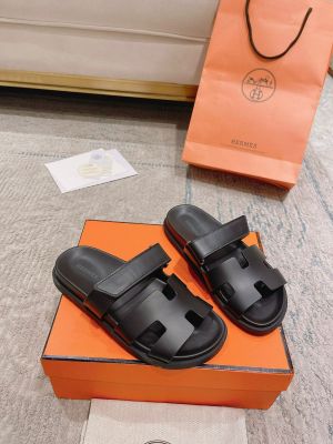 Hermees Chypre Sandal Noir Premium Mens Black No Return FIX