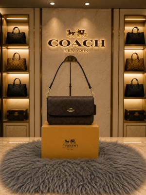 Coac Klare Crossbody In Blocked Signature Canvas With box 6413