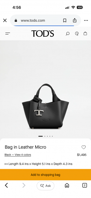 Todds Micro Leather Handbag With Originalbox & DustCover