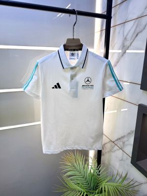 Adida White Collar Neck Premium Printed Polo T-shirt F5076-WH